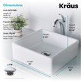 thumbnail image 6 of KRAUS Elavo™ 15-inch Square White Porcelain Ceramic Bathroom Vessel Sink and Arlo™ Faucet Combo Set with Pop-Up Drain, Chrome Finish, 6 of 7