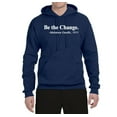 thumbnail image 2 of Inspirational Quote Be the Change by Mahatma Gandhi 1913 Unisex Graphic Hoodie Sweatshirt, Navy, Medium, 2 of 3