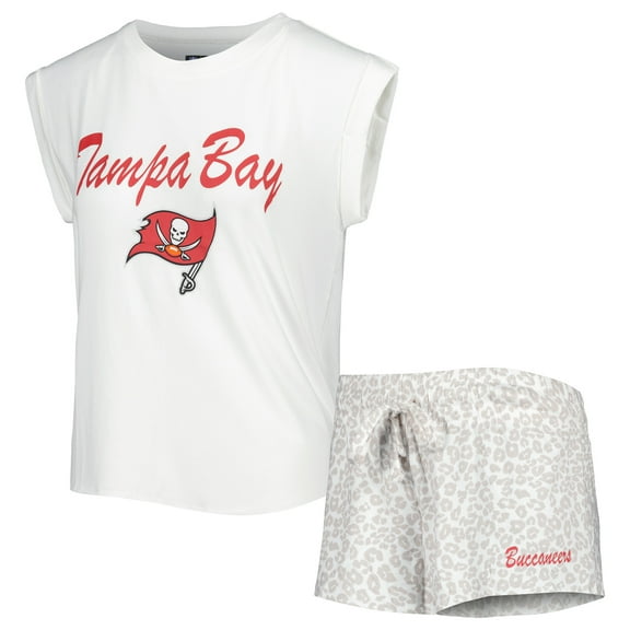 Women's Concepts Sport White/Cream Tampa Bay Buccaneers Montana Knit Top & Shorts Sleep Set