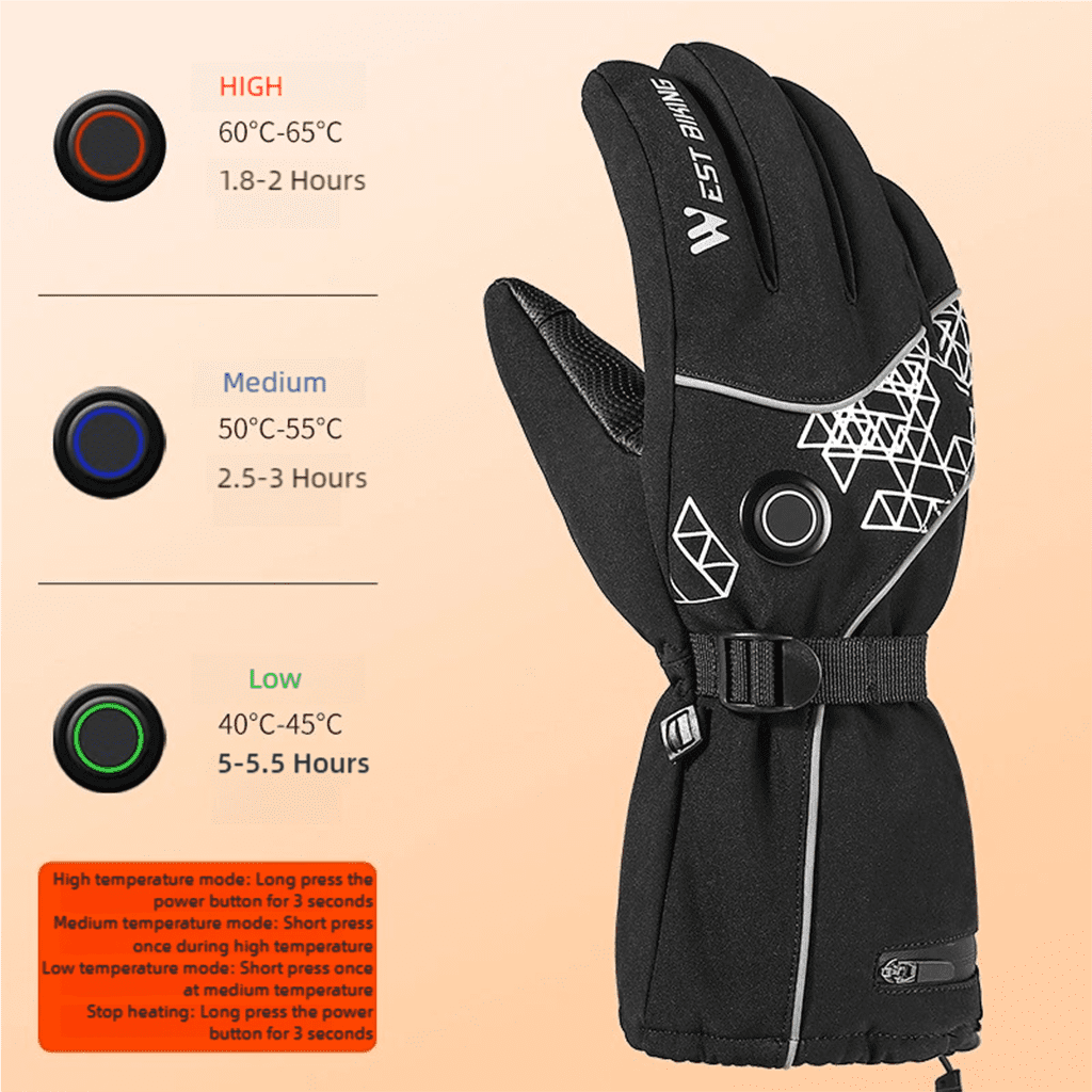 Heated Gloves, Rechargeable Heated Gloves for Men Women, Waterproof Electric Heating Ski Gloves with Touchscreen for Cold Weather Motorcycle Skiing Snowboarding Hiking Hunting Gifts