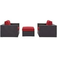 thumbnail image 3 of Modway Convene 3 Piece Outdoor Patio Sofa Set in Espresso Red, 3 of 6