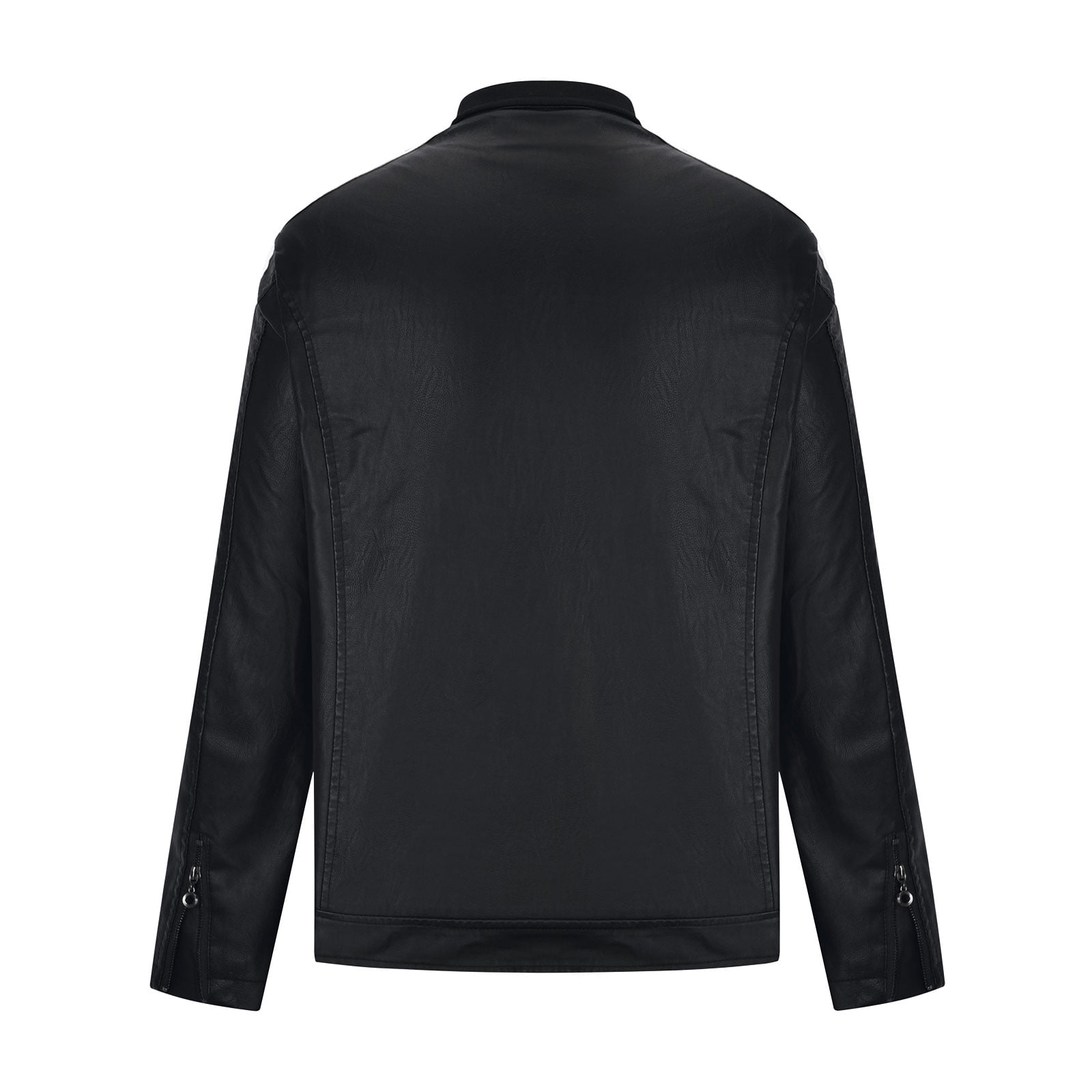 FRSASU Men's Casual Leather Jackets Stand Collar PU Leather Motorcycle Zipper Coat Biker Black
