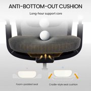 COLAMY Aether Ergonomic Mesh Office Chair, One-Touch Easy Adjust Managerial Desk Chair with Levitating Seat Cushion & Pilot-Level Sync Armrests, 300 LBS Mid Back Mesh Computer Chair, Grey