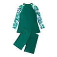 thumbnail image 4 of Pisexur Women's Plus Size Long Sleeve Rash Guard Tankini Swimsuit with Shorts Built-in Bra Pads UPF50+ Tummy Control Modest Two Piece Bathing Suit for Beach Pool Green,2XL, 4 of 5