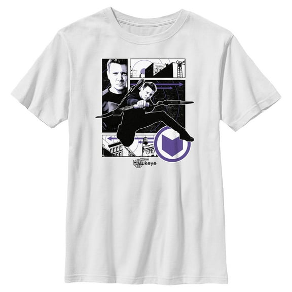 Boy's Marvel Hawkeye Graphic Panel Icon Graphic Tee White X Large
