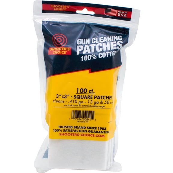 Shooters Choice 919SQ100 100 Pack 3" Cotton .50 Caliber Gun Cleaning Patches