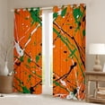 thumbnail image 2 of Manfei Orange Splash Splatter Curtains Pack of 2 (42x84 Each), Modern Watercolor Curtains Blackout, Chic Geometric Striped Bedroom Curtains, Window Curtains Home Decor, 2 of 6