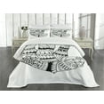 thumbnail image 3 of Ambesonne Sloth Quilted Bedspread Set 3 Pcs, Sloth, King Size, Black White, 3 of 5