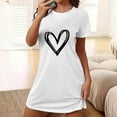 thumbnail image 2 of Tnhcen Women's Plus Size Heart Print Short Sleeve Sleep Dress | Round Neck Polyester Spandex Loungewear S-2XL Comfortable Summer Pajamas, 2 of 4