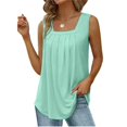 thumbnail image 2 of Pxiakgy Summer Tank Tops for Women Loose Fit Pleated Square Neck Sleeveless Tops Curved Hem Flowy Womens Tops Square Neck Loose Short Sleeve Beach Vacation Outfits Sleeveless Blouses Mint Green S, 2 of 6