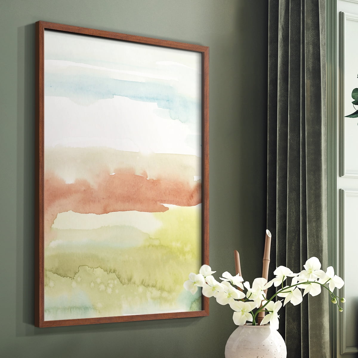 Blushing Sunrise II Framed Print in Brown Solid Wood Framed Print No Nail Hanging