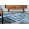 thumbnail image 6 of Well Woven Bernet Blue Tribal Diamond Medallion Soft High-Lo Pile Area Rug 8x10 (7'10" x 9'10"), 6 of 8