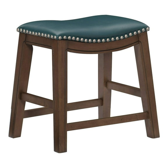 Homelegance 18" Dining Height Wooden Bar Stool Saddle Seat Barstool, Green Brown