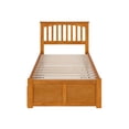 thumbnail image 5 of HomeStock Mid-Century Marvel Twin Solid Wood Platform Bed with Footboard & Twin Trundle in Light Toffee, 5 of 9