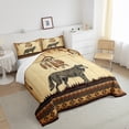 thumbnail image 4 of Vintage Dream Catcher Bedding Jungle Wolf Comforter Set Tribal Feathers Duvet Insert Western Geometric Aztec Quilt with 2 Pillow Shams King Luxury,Grunge Brown, 4 of 5