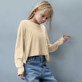 thumbnail image 2 of Faraee Teen Girls Open Back Shirts Backless Yoga Workout Summer Cute Tee Tops Short Sleeve Crop Oversized T Shirts Clothes 4t 5t 6t 7t 4-14 Years Beige, 2 of 7