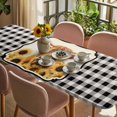 thumbnail image 3 of Yellow Sunflowers Yak Table Cloths for 8 Foot Rectangle Tables, Black White Checkered Rustic Buffalo Patio Waterproof Elastic Fitted Tablecloths, Washable Rectangular Table Cover for Camping, 3 of 8