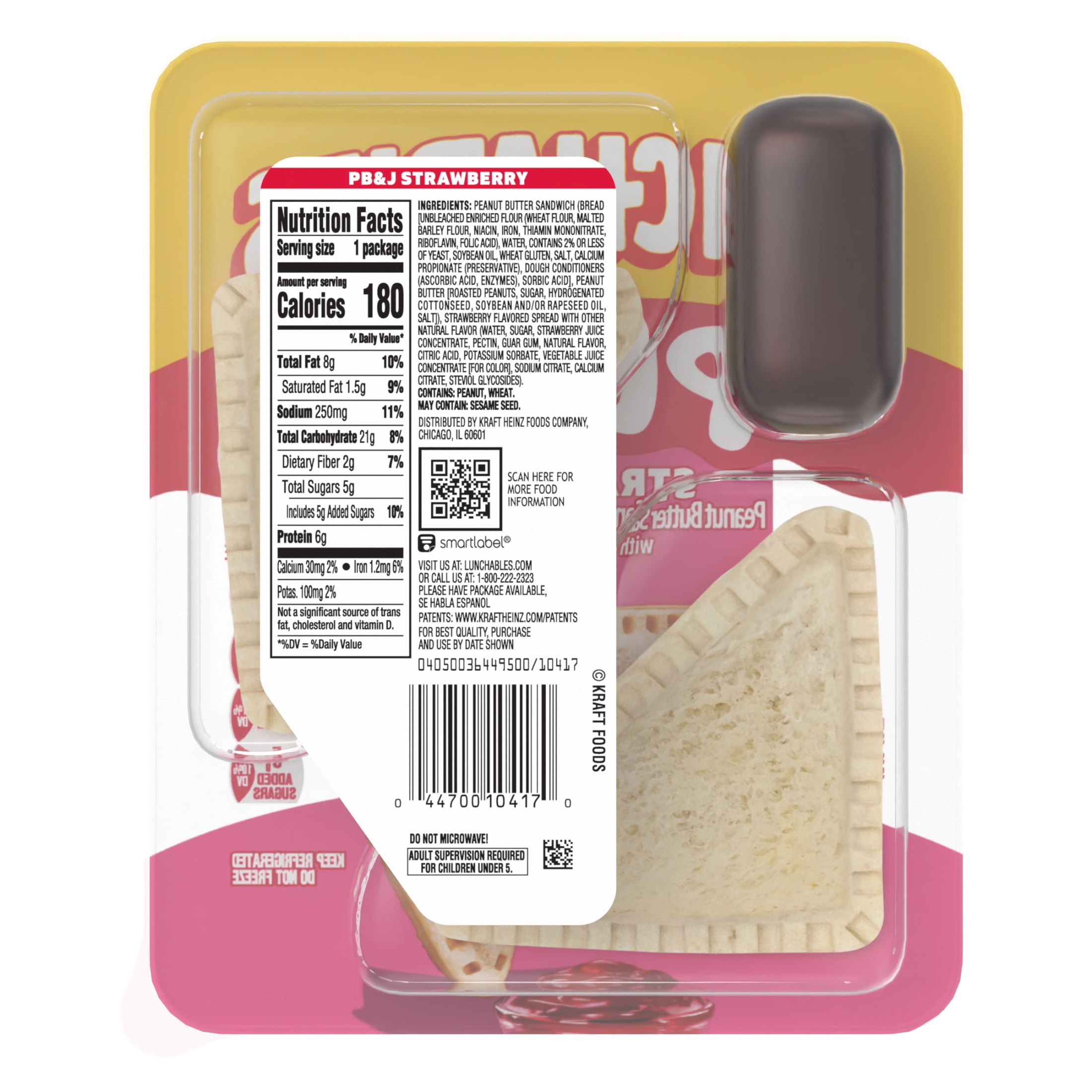 Lunchables PB&J Peanut Butter Sandwich & Strawberry Flavored Dip, 2.27 oz Pack