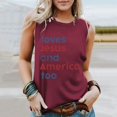 thumbnail image 2 of Trendfront Womens Patriotic Sleeveless Tank Top Crewneck Loves Jesus And America Too Letter Graphic Casual Summer Top, 2 of 4