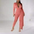 thumbnail image 2 of Lenpel Jumpsuits for Women Deep V Neck Long Sleeve Solid Color Clubwear Bodysuits Full Length Slim Rompers, 2 of 7