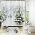 thumbnail image 4 of Elainilye Christmas Bathroom Set with Shower Curtain Santa Design Includes Bath Mat Toilet Cover for Holiday Decor, 4 of 6