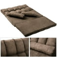 thumbnail image 5 of Double Chaise Lounge Sofa Floor Couch and Sofa Floor Sofa Bed with 5 Reclining Position and 2 Pillows for Living Room Bedroom, Brown, 5 of 7