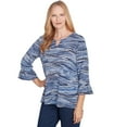 thumbnail image 3 of Alfred Dunner Womens Petite Beaded Split Neck Feathers Top, 3 of 4
