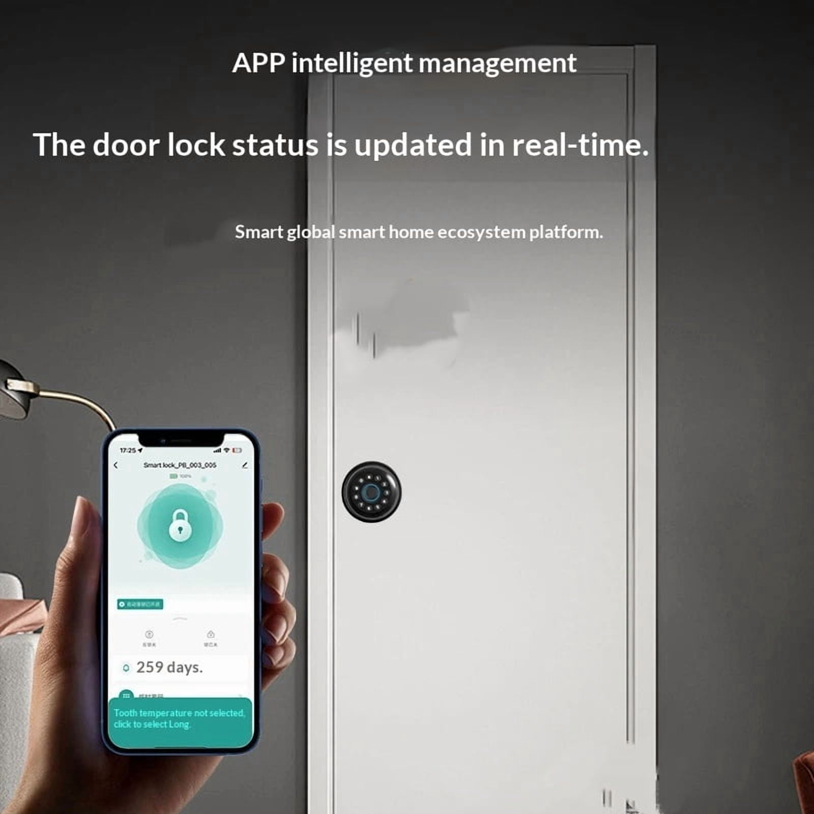 Fingerprint Door Lock, Smart Fingerprint Door Knob with Keypad, Biometric Door knobs with App Control, Auto Lock Door Lock with Code, Keyless Door Knob with Locks for Bedroom, Home,Office-Matte Black