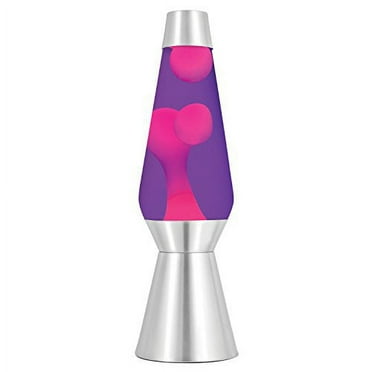 Lava the Original 27-Inch Silver Base Grande Lamp with Pink Wax in Purple Liquid