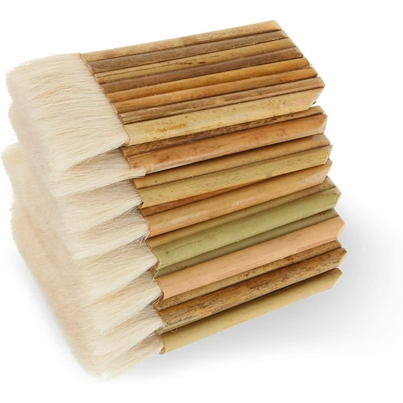 Lot de 8 Brosses à Mâcher pour Aquarelle, Brosses à Peindre, Brosses à Mélanger, Brosses à Poils de Mouton pour Poterie, Manche en Bambou pour Peinture, Lavage, Nettoyage de la Poussière, Peinture sur Céramique et Poterie