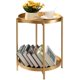 thumbnail image 1 of Mesa auxiliar TeoKJ de 2 niveles, plegable, redonda, de metal dorado con bandeja, 1 of 9