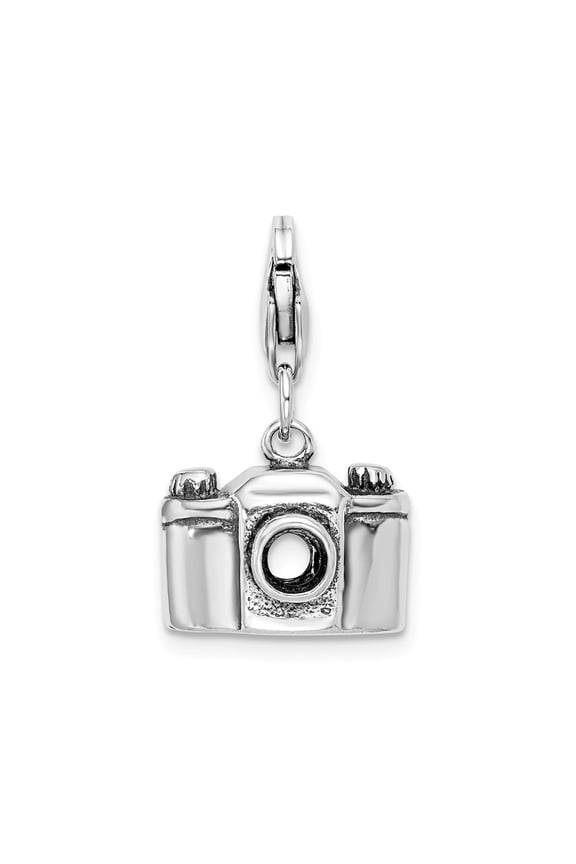 925 Sterling Silver Antiqued Camera With Lobster Clasp Charm Pendant; for Adults and Teens; for Women and Men