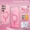thumbnail image 3 of Compatible with Samsung Galaxy S22 Magsafe Case Clear Glitter, Anti-Yellow Shockproof Protective Phone Case Ultra Slim Transparent Anti-Scratch TPU Bumper Cover for Samsung Galaxy S22, Pink, 3 of 7