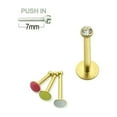 thumbnail image 1 of Push-In Labret 16G en Acier Chirurgical avec Press Fit CZ Gem, 1 of 6