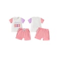 thumbnail image 2 of Suealasg Big Sister Little Sister Matching Outfits Letter Print Short Sleeve Tops and Elastic Waist Shorts 2Pcs Kids Toddler Baby Girls Summer Clothes, 2 of 9