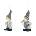thumbnail image 5 of Northlight Plush Striped Boy and Girl Christmas Ornaments - 5.5" - Gray and White - Set of 2, 5 of 6
