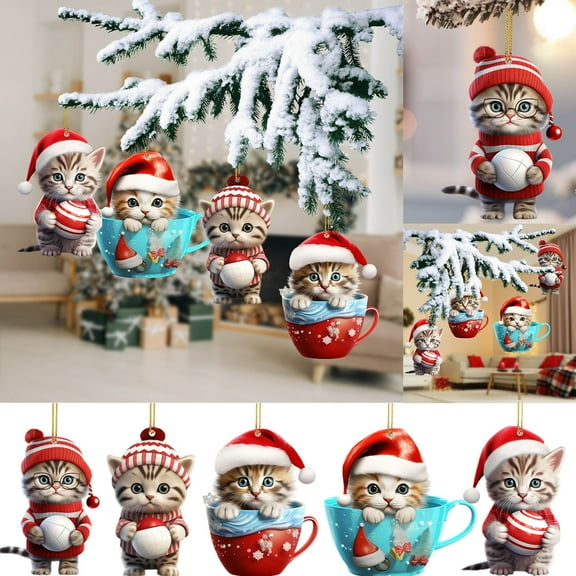 HongHeng Clearance Under $2.00 5pc Christmas Tree Ornament 2024 Christmas Ornament 2024 Acrylic Christmas Pendant Hanging Ornaments for for Christmas Tree Holidays Party Car Home Decor