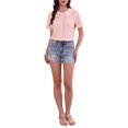 thumbnail image 2 of INSPIRE CHIC Short Sleeve Shirts for Women Ruffle Peter Pan Collar Button Down Cotton Blouse Casual Summer Tops S Pink, 2 of 5