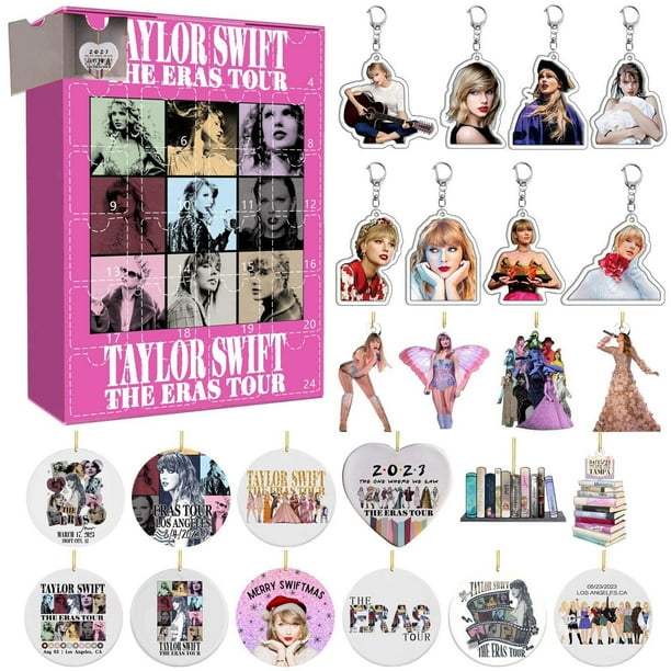 Decoración navideña de cuenta regresiva de Adviento de Taylor, 24 piezas, regalo, decoración navideña acrílica y llavero, sorpresa, favoritos navideños, cuenta regresiva
