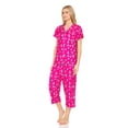 thumbnail image 2 of Lati Fashion Women Pajamas Set Capri and Button Down Top Short Sleeve, 2-Piece Female Pajamas Set Fuchsia XXL, 2 of 4