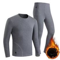 Afuyipoi Men's Solid Color Thermal Underwear Set, 3-Level Adjustable Warmth Washable & Rechargeable Design Large Size Heated Base Layer Polyester Fabric Gray 4XL