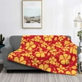 thumbnail image 2 of Honeii Red Vintage Flowers print throw blanket, crafted from cozy cotton flannel, offers versatile home decor as a bedding suitable for all seasons.-60"x50", 2 of 6