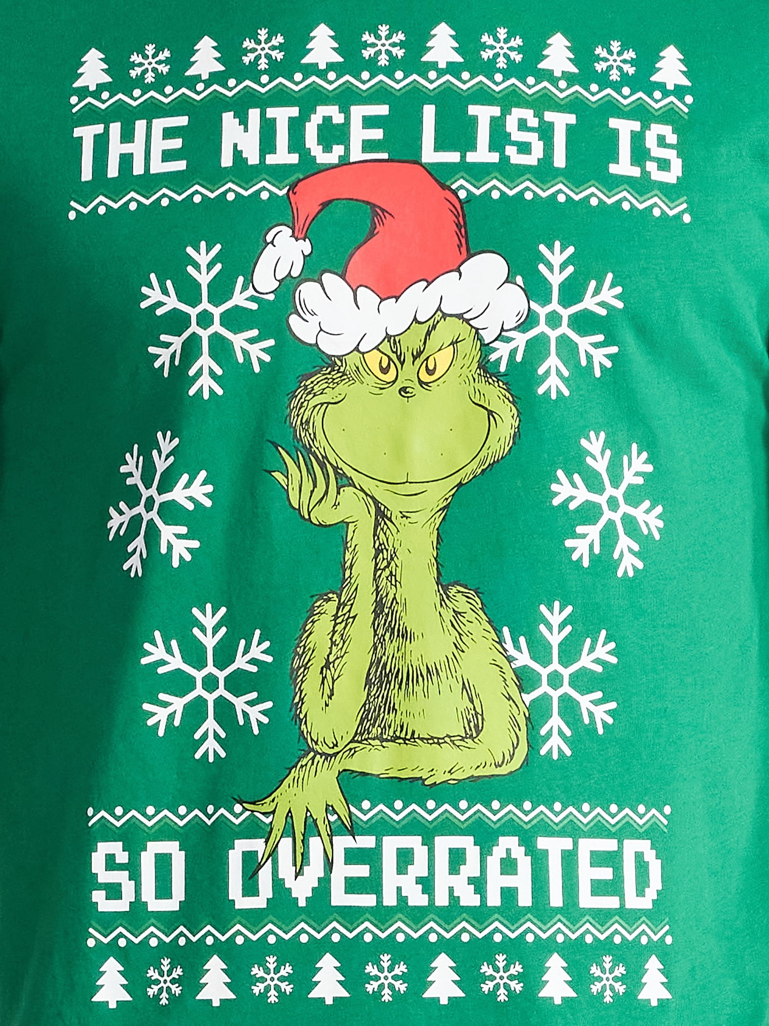 Grinch Nice List Men's and Big Men's Christmas Graphic Tee, Sizes XS-3XL