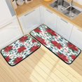 thumbnail image 7 of 2-Piece Kitchen Rugs Set Non-Slip Mats Carpet Floor for Kitchen, Bathroom (19.7"x27.6" & 19.7"x47.2") Red Berries and Flowers, 7 of 7