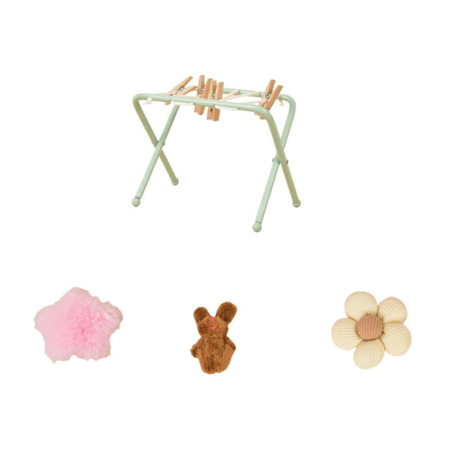 Tendedero para casa de muñecas,Modelo de tendedero de ropa en miniatura para casa de muñecas,Muebles de casa de muñecas de hierro Tendedero en miniatura,Muebles para casa de muñecas Juego