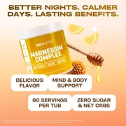 GoBiotix Magnesium Complex Powder with Magnesium Glycinate & Citrate, Honey Citrus Flavor, 60 Servings