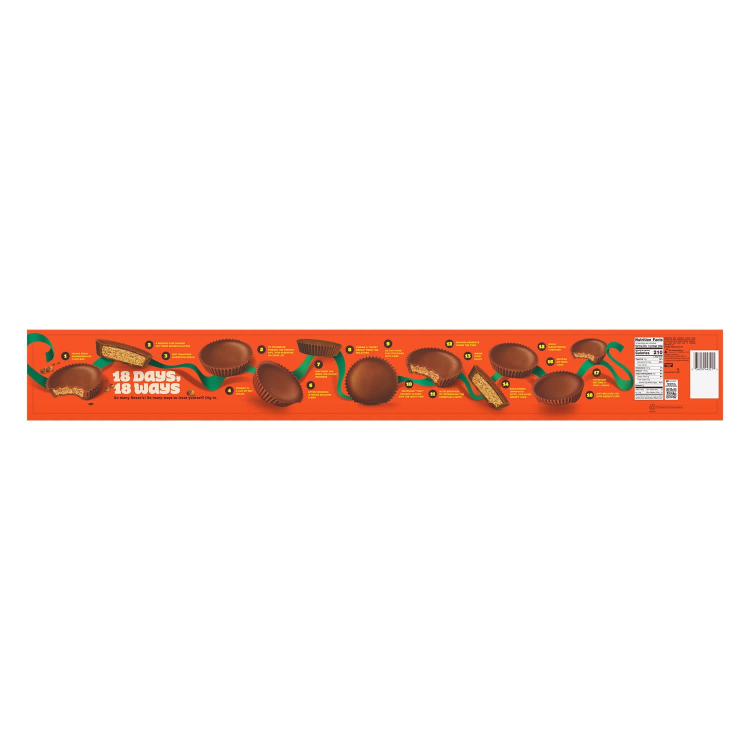 (2 pack) REESE'S Milk Chocolate Peanut Butter Cups, Christmas Candy Packs, 1.5 oz (18 Count)