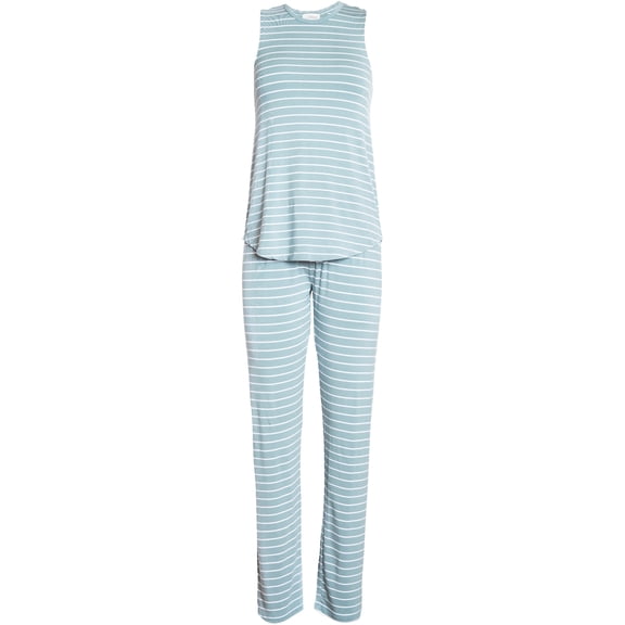 P.J. Salvage Womens Striped Pajama Sleep Tank Top, Green, Medium