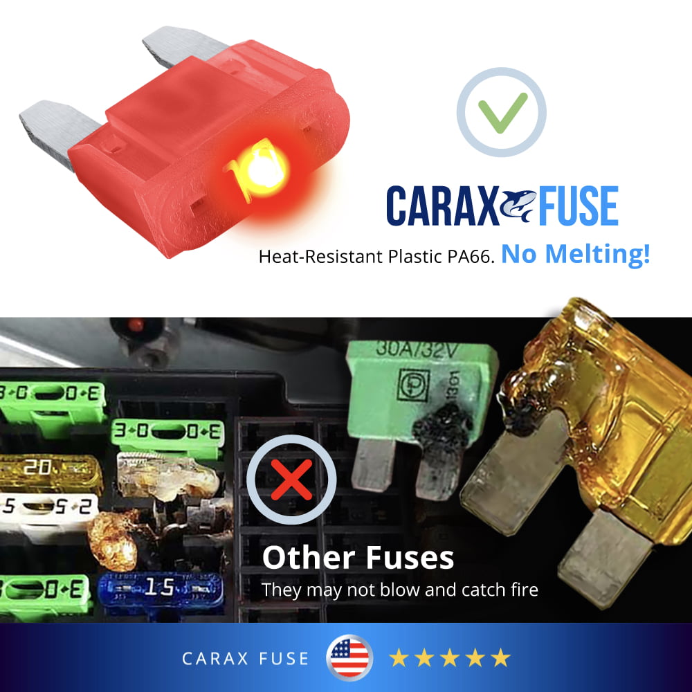 Fuse MINI small blade smart fuse AUTO CAR LED GLOW WHEN BLOWN Easy Identif CARAX