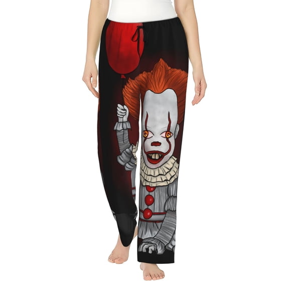 It Pennywise Horror Women's Pajama Pants, Comfy All Over Print Lounge Pants Casual Sleepwear with Pockets & Drawstring